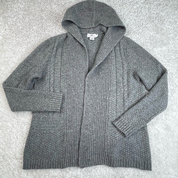 Vineyard Vines Cable Knit Hooded
Cardigan Large. Lambswool/Alpaca Style #2E0317. - Picture 2 of 13
